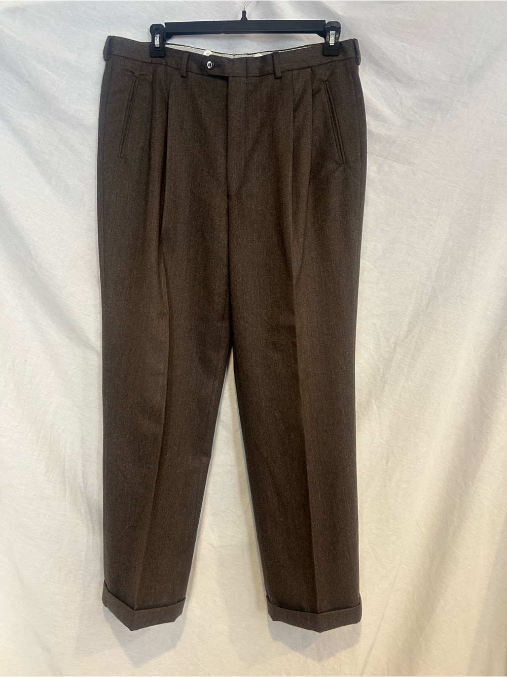 Luciano Barbera Men’s Brown Pleated Dress Pants- Size 54